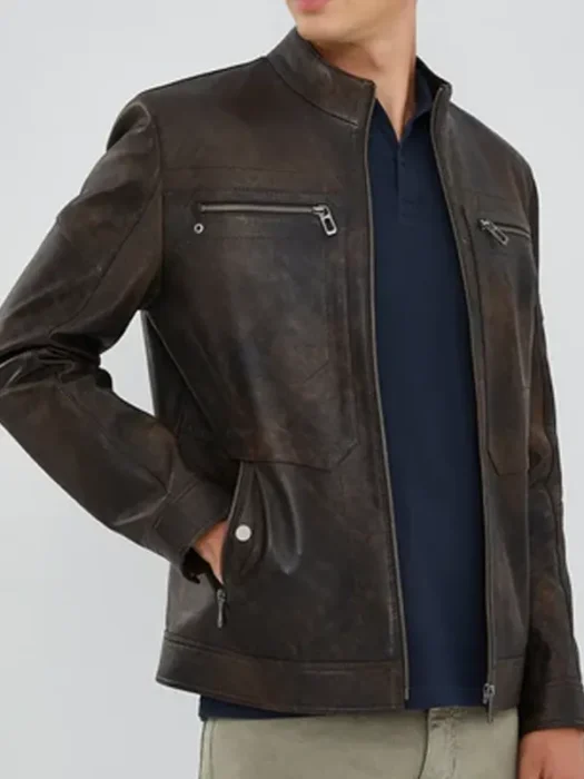 Men's Vintage Brown Sheepskin Leather Jacket