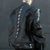 Metallic Deconstruction Darkwear Black Leather Jacket Back