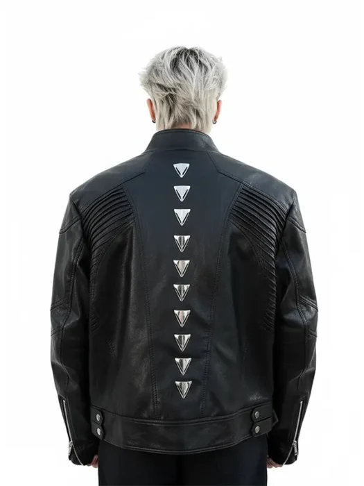 Metallic Deconstruction Darkwear Genuine Leather Jacket Back