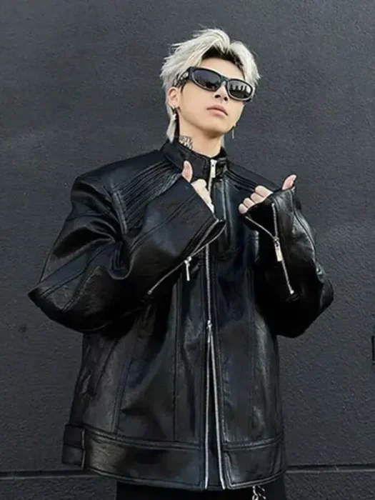 Metallic Deconstruction Darkwear Leather Jacket