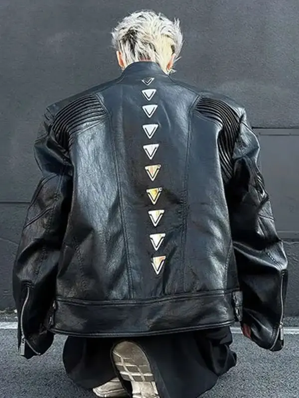 Metallic Deconstruction Darkwear Leather Jacket