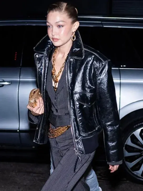 NYC Gigi Hadid Black Leather Jacket