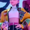 Rumi KPop Demon Hunters 2025 Cropped Yellow Leather Moto Jacket