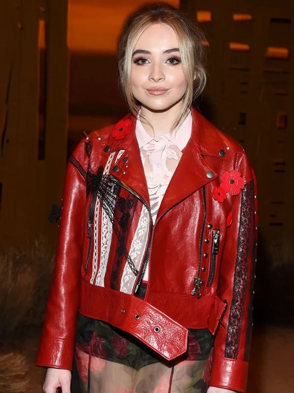 Sabrina Carpenter NYC Fashion Week Leather Jacket