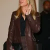 Scarlett Johansson Leather brown Blazer