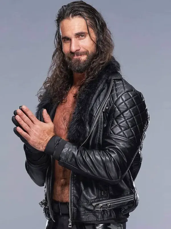 Seth Rollins Black Leather Jacket