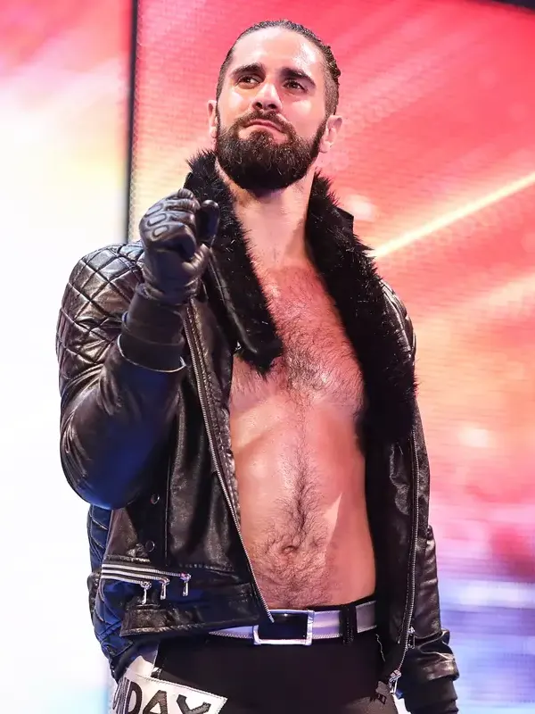 Seth Rollins Leather black Jacket