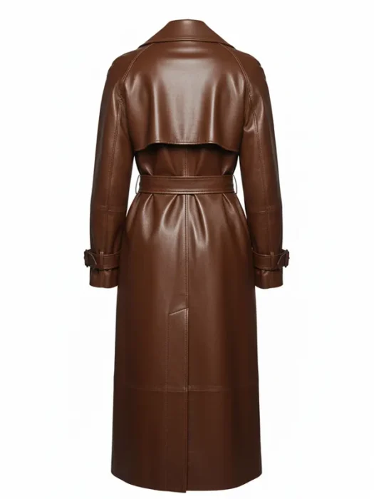 Sofía Vergara Brown Leather Coat Back