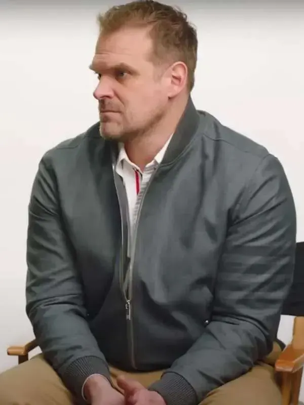 Stranger Things David Harbour Grey Bomber Jacket