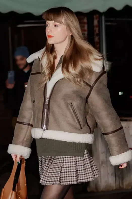 Taylor Swift Brown Shearling leather Jacket