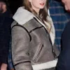 Taylor Swift NYC Brown leather Shearling Jacket