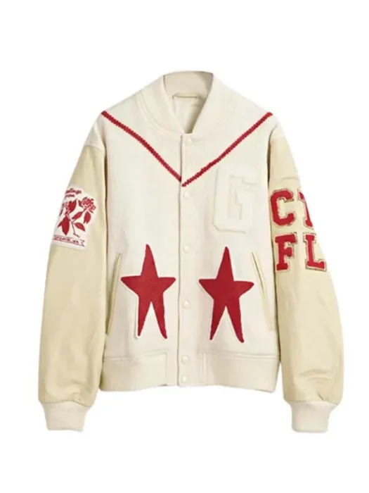 Taylor Swift Red Star Off White Varsity Jacket