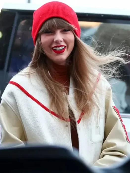 Taylor Swift Red Star Off White Varsity wool Jacket