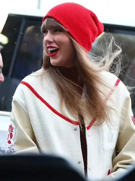 Taylor Swift Red Star Off White wool Varsity Jacket