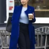 The Princess Switch Switched Again Vanessa Hudgens Blue Long Coat
