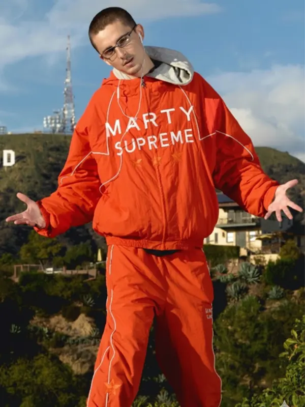 Timothee Chalamet Marty Supreme Orange Hoodie Jacket