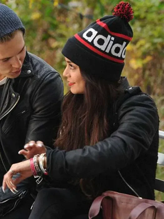 Vanessa Hudgens Chloe Leather Sleeve Coat