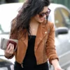Vanessa Hudgens Moto Brown Leather Jacket
