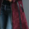 Womens Burgundy Leather Coat