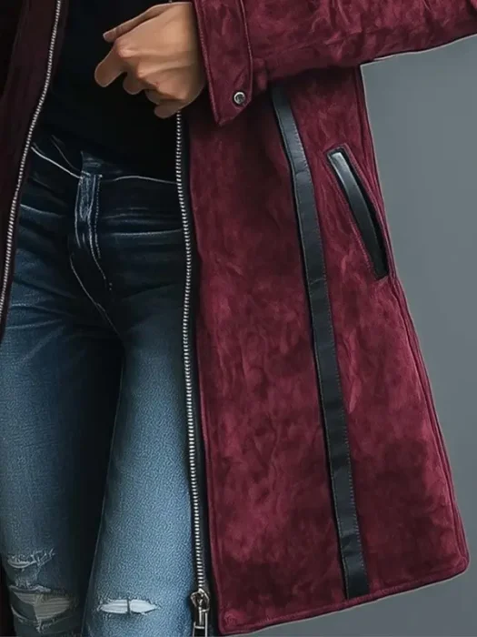 Womens Burgundy Leather Coat