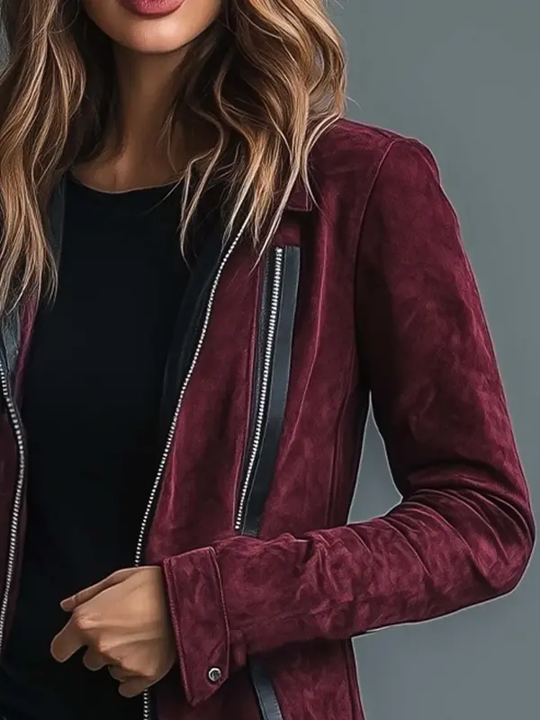 Womens Burgundy Suede Coat