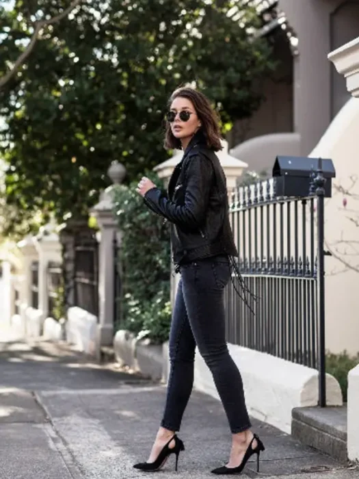 Womens Genuine Leather Motor Biker Jacket