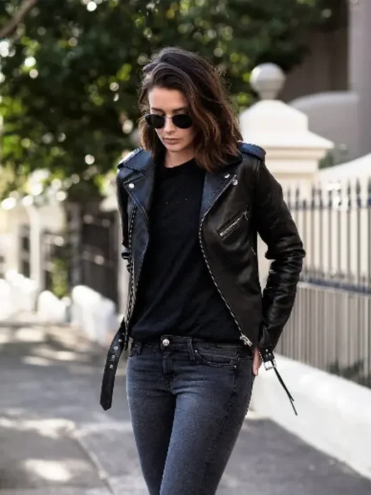 Womens Motor Biker Genuine Leather Jacket