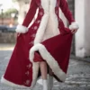 Womens Red Velvet Christmas Coat