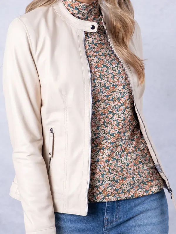 Womens Threlkeld Parchment Leather Jacket