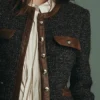 Womens Tweed Leather Jacket