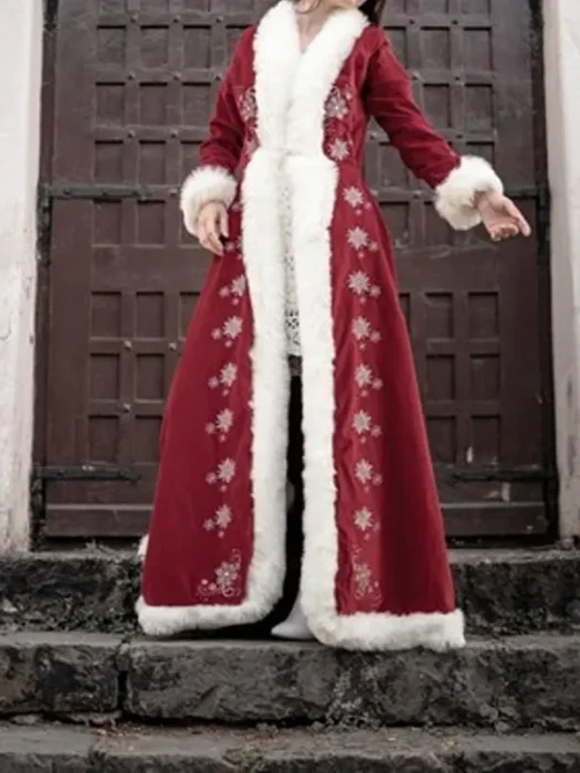 Womens Velvet Christmas red Coat