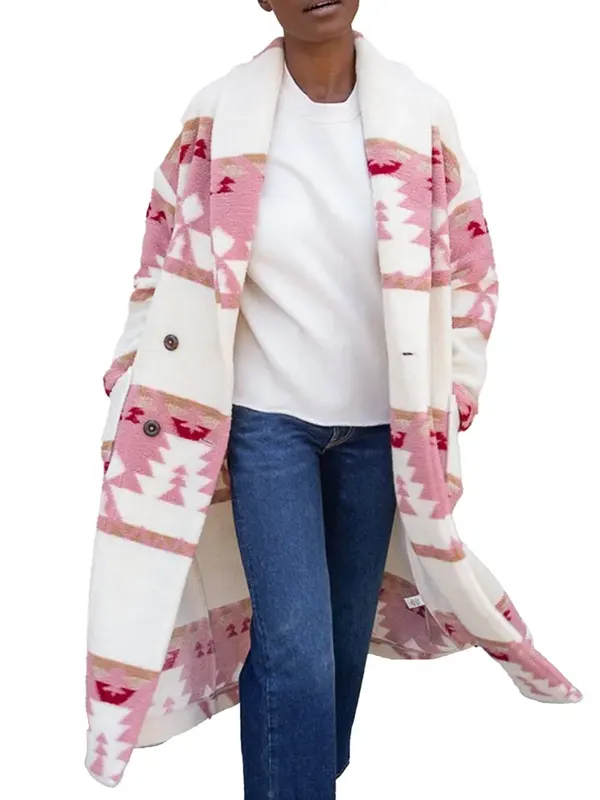 Yellowstone S05 Kelly Reilly pink and white wool Coat