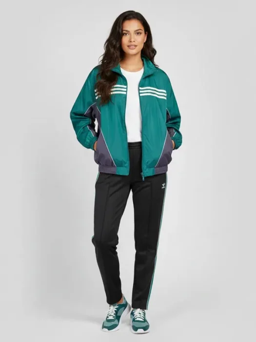 Adidas Womens Windbreaker Green Jacket