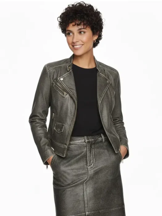 Alora Combo Moto Racer Leather Jacket