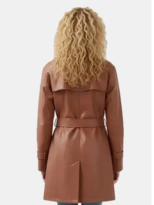 BFF Brown Belted Leather Jacket Back