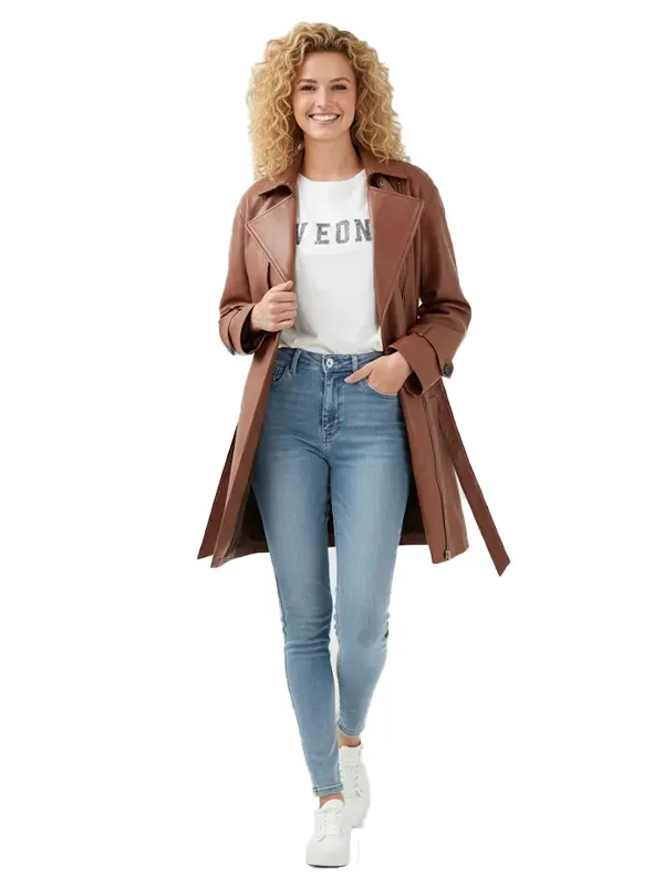 BFF Brown Belted Leather Jacket