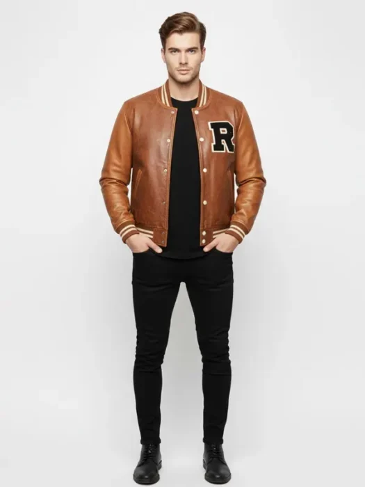 Brown latterman Bomber Jacket