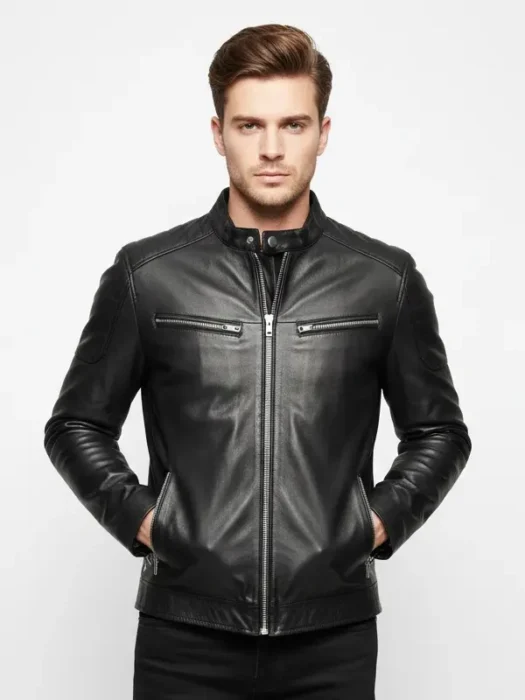 Cafe Racer Black Leather Jacket