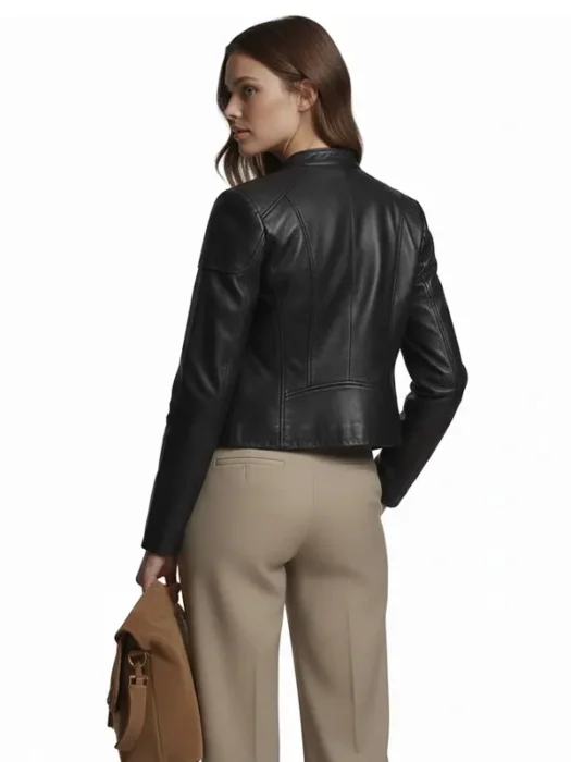 Caitlin Leather Scuba Jacket Back