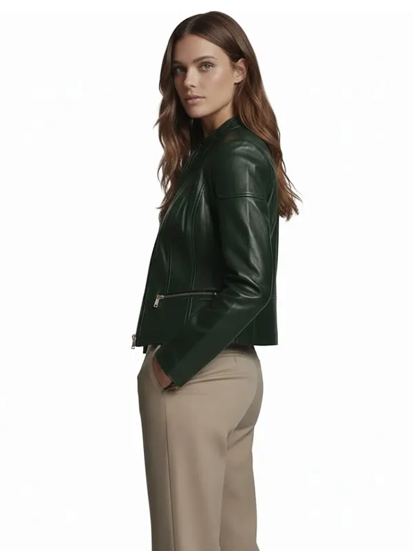 Caitlin Leather Scuba Leather Jacket