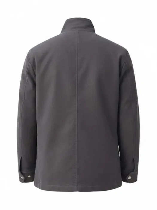 Charcoal Grey Moleskin Padded Coat Back