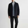 Charcoal Grey Moleskin Pocket Padded Navy Coat