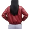 Cherry Red Oversized Faux Bomber Jacket Back
