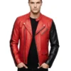 Dual Tone Red and Black Cafe Racer Jacket