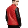 Dual Tone Red and Black Cafe Racer Jacket Back