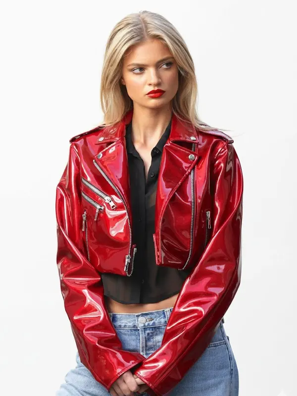 Elle Quist Maybelline Red Leather Jacket