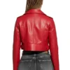 Essential Ultra-Cropped Red Leather Moto Jacket Back