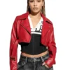 Essential Ultra-Cropped Red Moto Jacket