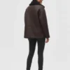 Faux Leather Borg Shearling Midi Aviator Jacket Back