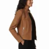 Harlow Brown Racer Leather Jacket